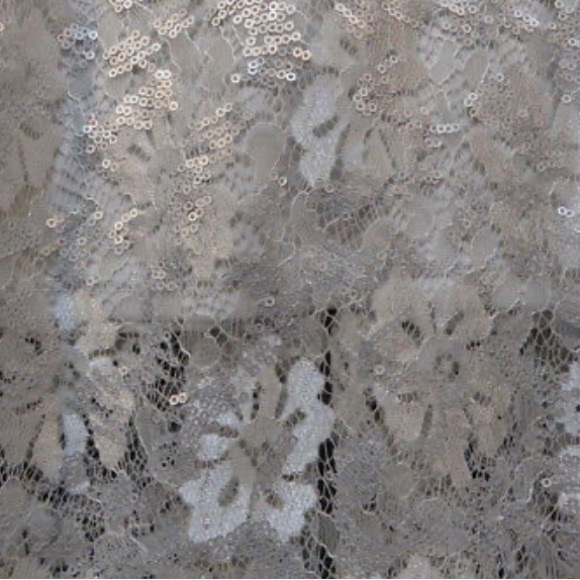 New York & Co. Eva Mendez Light Gray lace sequins skirt. Medium - Picture 8 of 9